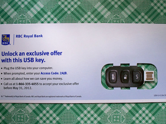 Postmailings mit integrierten USB Webkeys