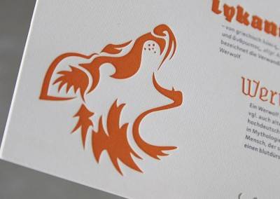 Letterpress in Orange auf Gmund Mohair.